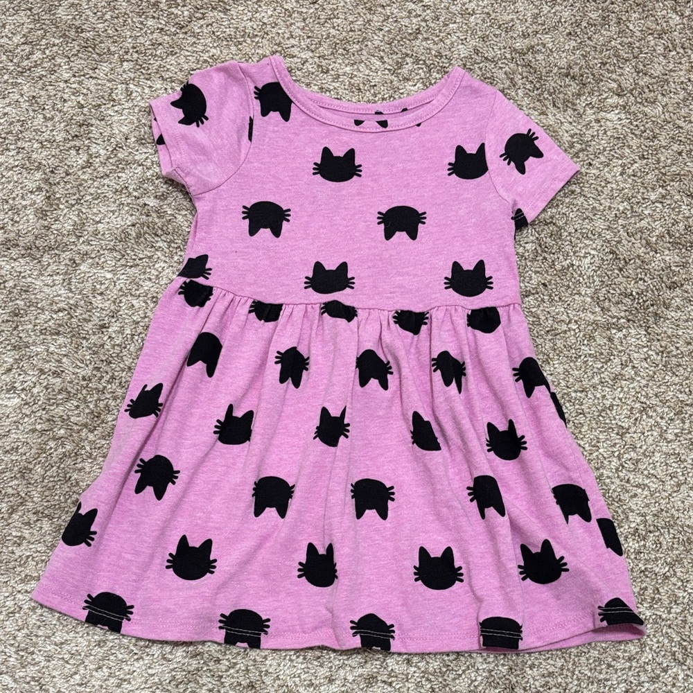 Cat & Jack Adorable Purple Cat Print Kids Dress